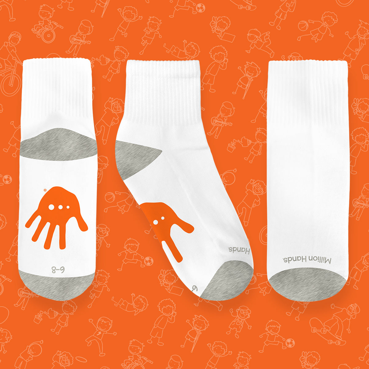 Calcetines Hands Naranja Niño Algodón Ultra-Suave 3 Pack - Million Hands