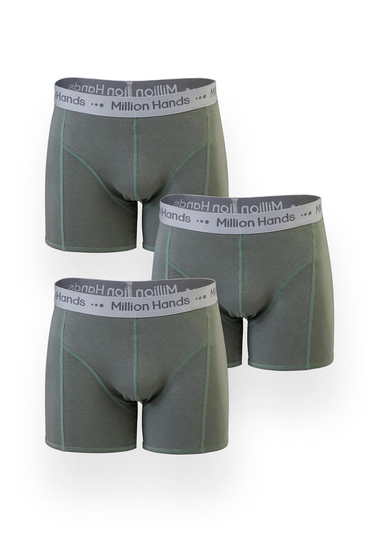 Boxer Corto Brief Caballero 3 Pack Color Verde Militar - Million Hands