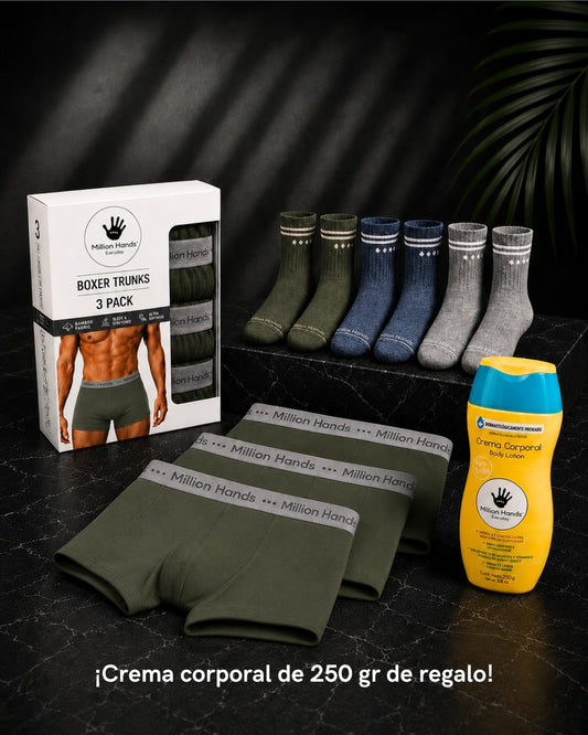 3 pack boxer hombre + 3 pack calcetín hombre