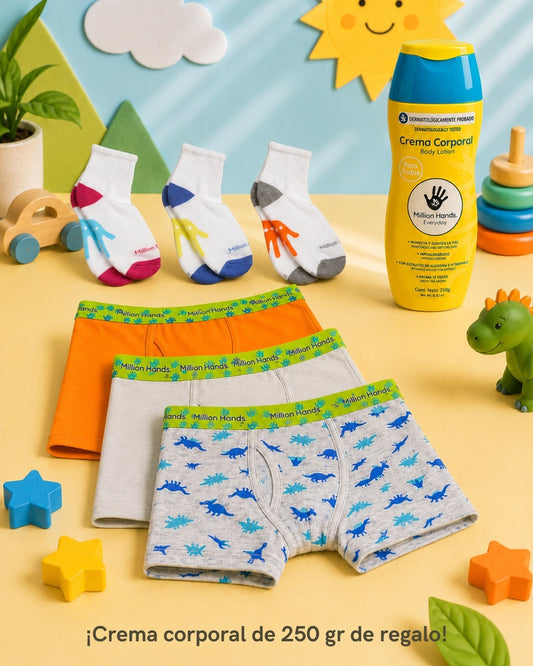 3 pack de boxer colores + 3 pack calcetines