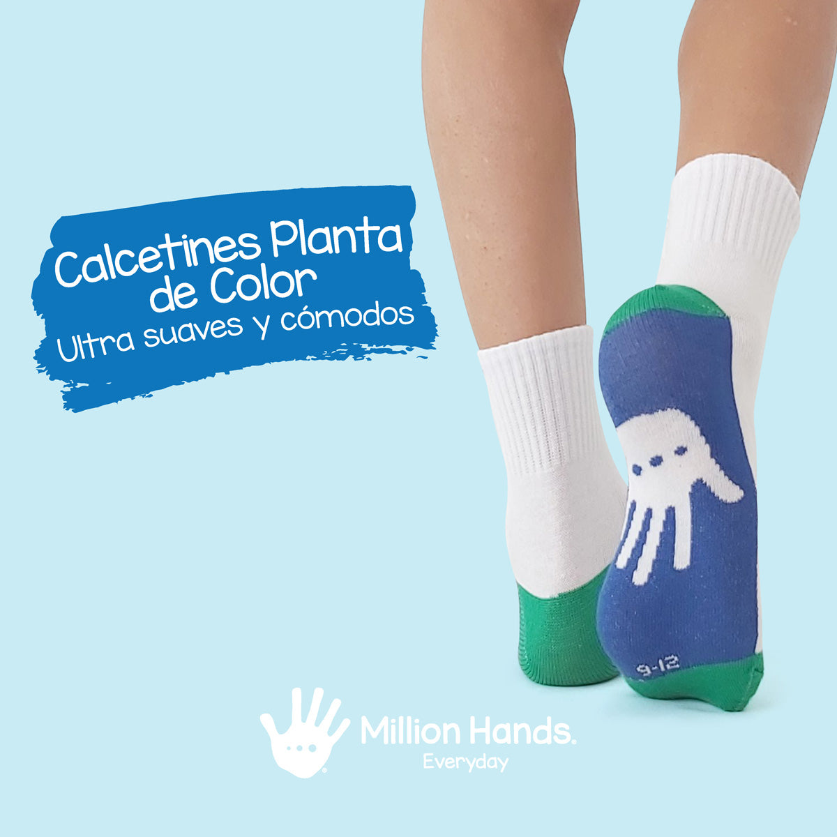 Calcetines Hands Planta de Color Niño Algodón Ultra-Suave 3 Pack - Million Hands