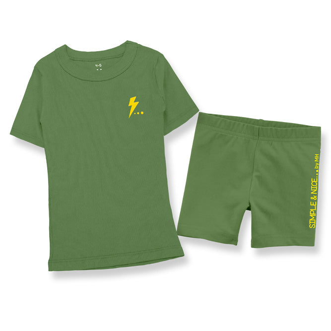 Pijama Niño Under Short Verde Militar - Million Hands